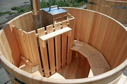 Круглая японская баня «Фурако» со встроенной дровяной печью на 6 человек, 1200x2000 мм